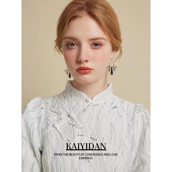 Wooden Geometric Shaped Boho Dangle Statement Vintage Dainty Earring for Women - Picture 8 of 9